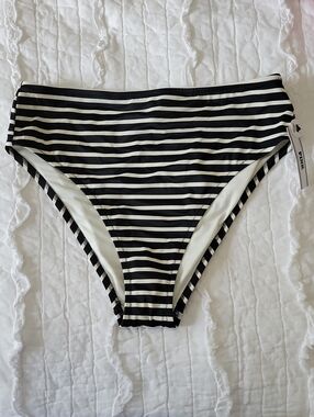VS Pink Bikini Bottom L High Waist Cheeky Stripes NWT